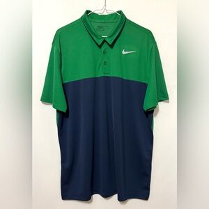 Nike Golf Polo Shirt Dri-Fit Colorblock Green Blue Standard Fit Size XL